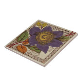 Barratt Paarse Peony Victoriaans Transferware Repr Tegeltje (Zijkant)