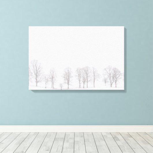 Barre bomen in de winter in sneeuw witte wereld ca canvas afdruk (Insitu (Houten vloer))