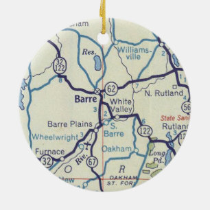 Barre MA Map Keramisch Ornament