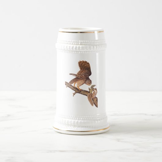 Barred Owl en Happy Squirrel Audubon Art Bierpul (Center)