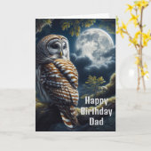 Barred Owl en Moon Dad Verjaardag Kaart (Gele Bloem)