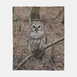 Barred Owl in Forest Afbeelding Fleece Blanket