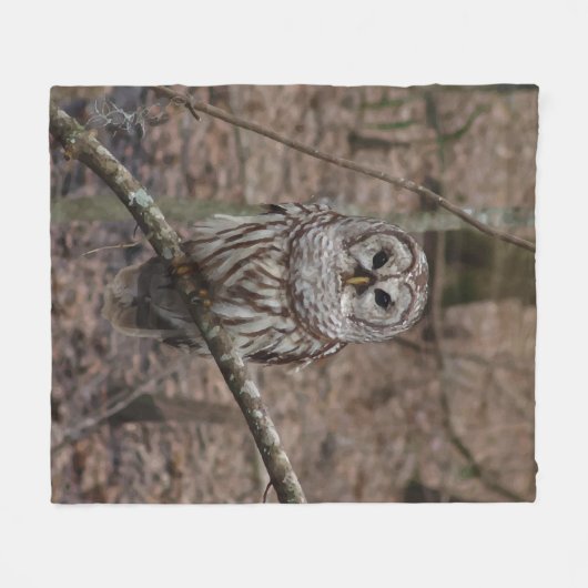 Barred Owl in Forest Afbeelding Fleece Blanket (Voorkant (Horizontaal))