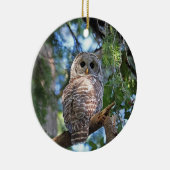 Barred Owl in het bos Keramisch Ornament (Rechts)