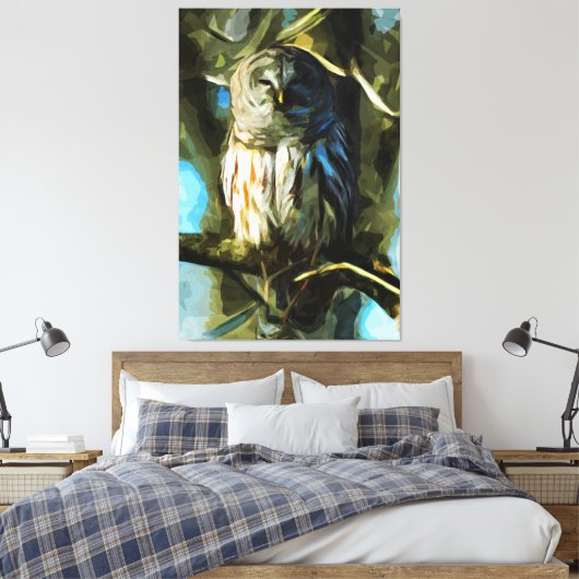 Barred Owl in Tree Abstract Impressionisme Canvas Afdruk (Insitu (Slaapkamer))