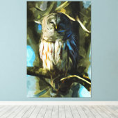 Barred Owl in Tree Abstract Impressionisme Canvas Afdruk (Insitu (Houten vloer))
