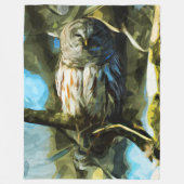 Barred Owl in Tree Abstract Impressionisme Fleece Deken (Voorkant)