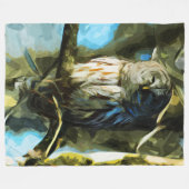 Barred Owl in Tree Abstract Impressionisme Fleece Deken (Voorkant (Horizontaal))