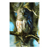 Barred Owl in Tree Abstract Impressionisme Foto Afdruk (Voorkant)