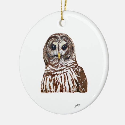 Barred Owl Keramisch Ornament (Links)