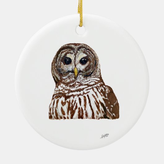Barred Owl Keramisch Ornament (Achterkant)