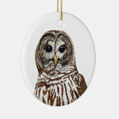 Barred Owl Kerstmis 2022 Keramisch Ornament (Rechts)