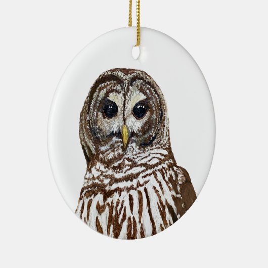 Barred Owl Kerstmis 2022 Keramisch Ornament (Rechts)