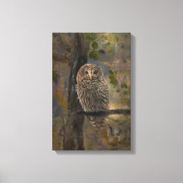 Barred Owl Painting 14 x 28 Canvas Afdruk
