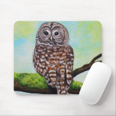 Barred Owl Painting Muismat (Met muis)