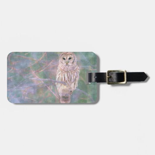 Barred Owl Pastel Digital Oilschilderij Bagagelabel (Voorkant horizontaal)