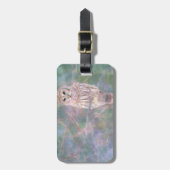 Barred Owl Pastel Digital Oilschilderij Bagagelabel (Voorkant verticaal)