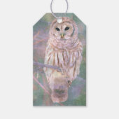 Barred Owl Pastel Digital Oilschilderij Cadeaulabel (Voorkant)
