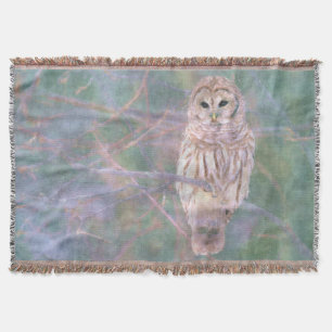 Barred Owl Pastel Digital Oilschilderij Deken