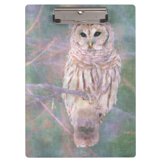 Barred Owl Pastel Digital Oilschilderij Klembord (Voorkant)