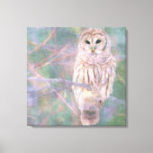 Barred Owl Pastel Oilschilderij Canvas Afdruk (Voorkant)