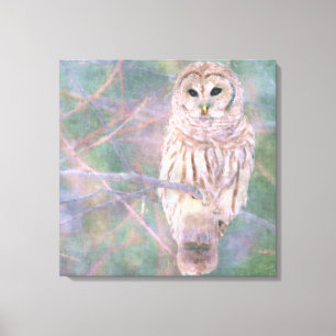Barred Owl Pastel Oilschilderij Canvas Afdruk