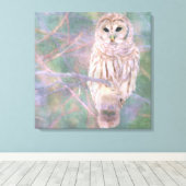 Barred Owl Pastel Oilschilderij Canvas Afdruk (Insitu (Houten vloer))
