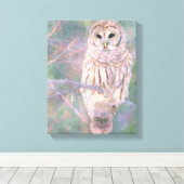Barred Owl Pastel Oilschilderij Canvas Afdruk (Insitu (Houten vloer))