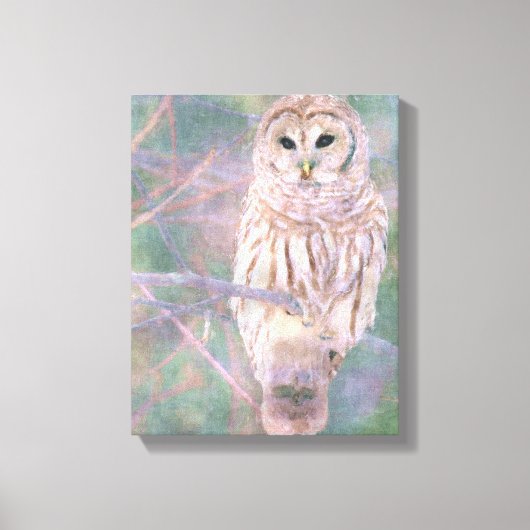 Barred Owl Pastel Oilschilderij Canvas Afdruk (Voorkant)