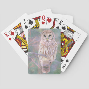 Barred Owl Pastel Oilschilderij Speelkaarten