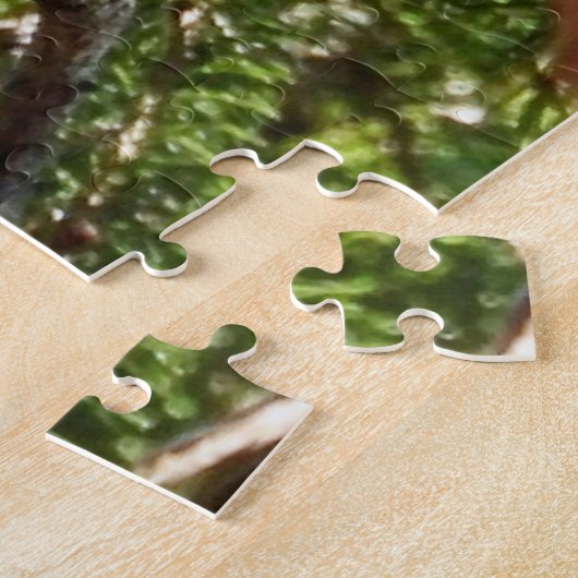 Barred Owl slaapt in Evergreen Tree Jigzaag Puzzle Legpuzzel (Zijkant)