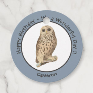 Barred Owl - Verjaardag of ander feestthema evenem Bedankjes Labels