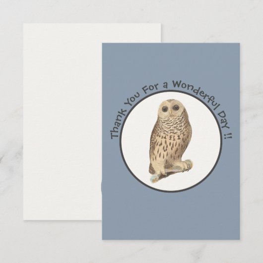 Barred Owl - Verjaardag of ander feestthema evenem Bedankkaart (Voorkant / Achterkant)