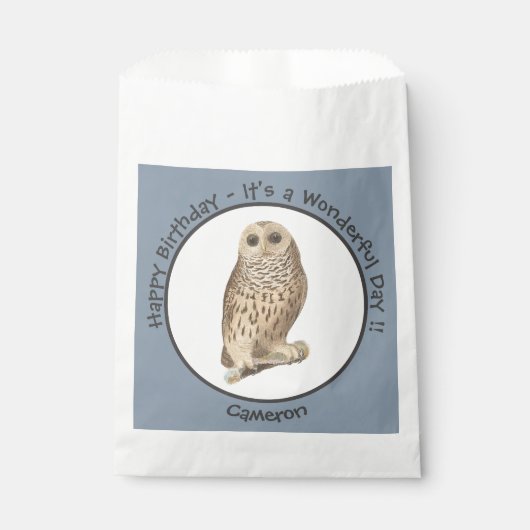 Barred Owl - Verjaardag of ander feestthema evenem Bedankzakje (Voorkant)