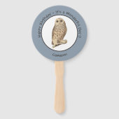 Barred Owl - Verjaardag of ander feestthema evenem Handwaaier (Achterkant)