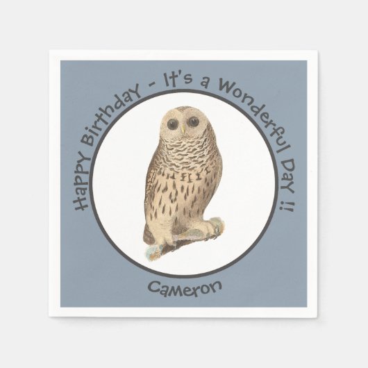 Barred Owl - Verjaardag of ander feestthema evenem Servet (Voorkant)