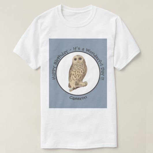 Barred Owl - Verjaardag of ander feestthema evenem T-shirt (Design voorkant)
