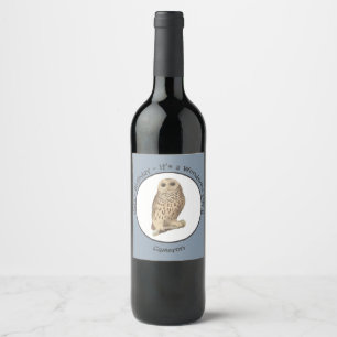 Barred Owl - Verjaardag of ander feestthema evenem Wijn Etiket