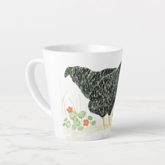 Barred Rock Chicken Mok, Black & White Chicken Latte Mok (Linkerhoek)