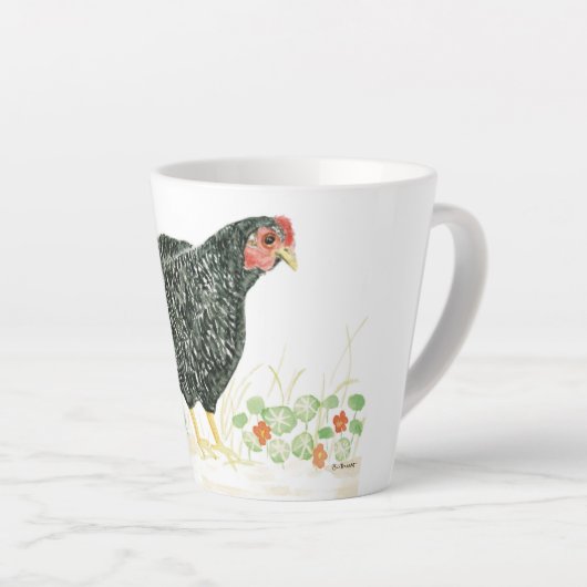 Barred Rock Chicken Mok, Black & White Chicken Latte Mok (Rechterhoek)