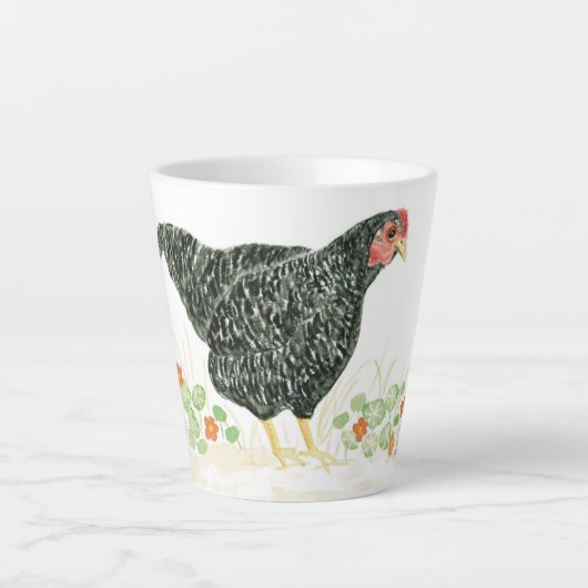 Barred Rock Chicken Mok, Black & White Chicken Latte Mok (Voorkant)