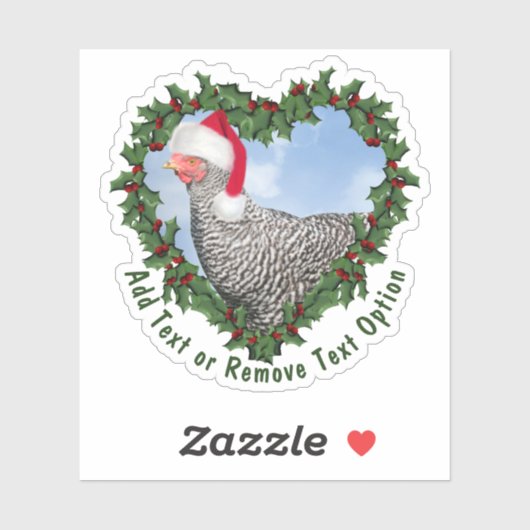Barred Rock Chicken Wreath Kerstmis Sticker (Vel)