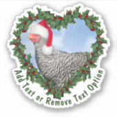 Barred Rock Chicken Wreath Kerstmis Sticker (Voorkant)
