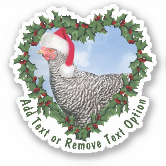 Barred Rock Chicken Wreath Kerstmis Sticker (Voorkant)