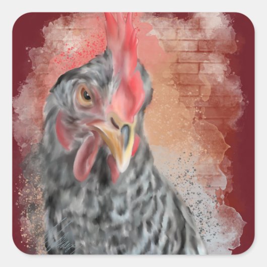 Barred Rock Hen Classic Vierkante Sticker (Voorkant)