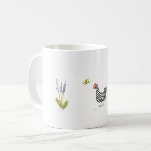 Barred Rock Hen en Butterfly Classic Mok (Voorkant links)