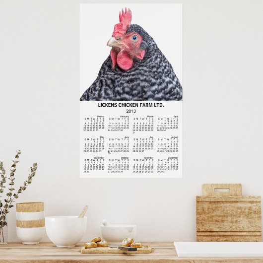 Barred Rock Kip Muur Jaarlijkse Kalender 2013 Poster (Keuken)
