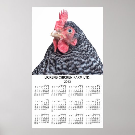 Barred Rock Kip Muur Jaarlijkse Kalender 2013 Poster (Voorkant)