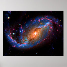 Barred Spiral Galaxy outer space photo Poster