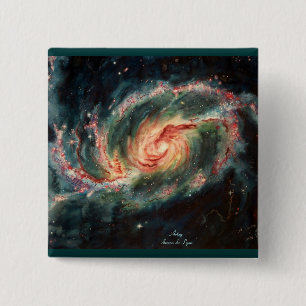 Barred Spiral Galaxy Vierkante Button 5,1 Cm